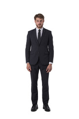 Young business man portrait on white