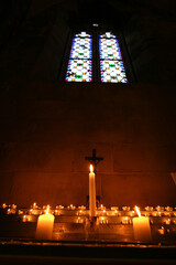 Crucifixion of Jesus Christus, Easter, cross, candela, window