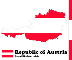 Fototapeta premium flag of Austria inside Austria map Austria flag illustration