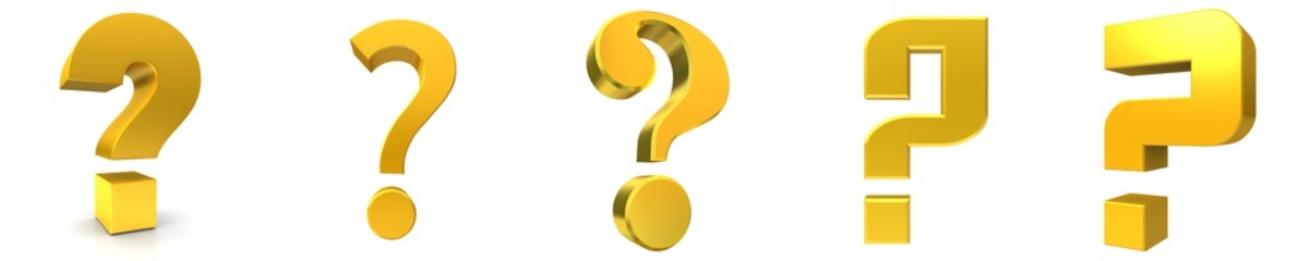 Question mark gold 3d interrogation point sign golden symbol ? icon