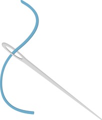 Vector illustration of sewing needle and thread emoticon