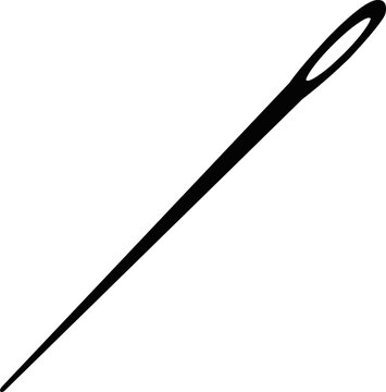 Vector illustration of black silhouette of a sewing needle