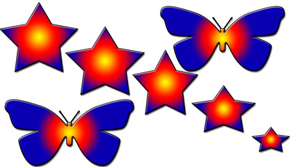 Obraz premium Star and butterfly texture. Multicolor texture with transparent background