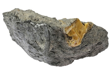 amber in matrix isolated on white background