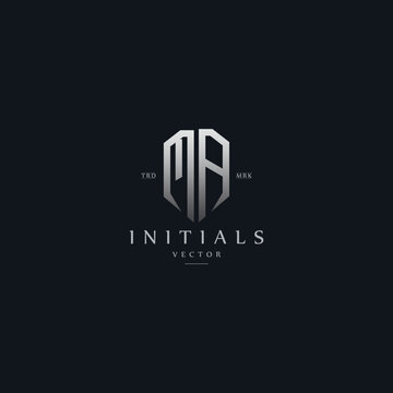 classy MA vintage metal monogram logo. elegant silver initials icon premium vector design template