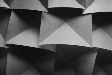 Geometric shapes made gray paper. Abstract background