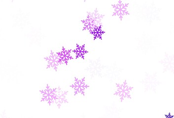 Light Pink vector background with xmas snowflakes, stars.