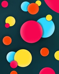 Abstract background. Colorful circles with shadow.