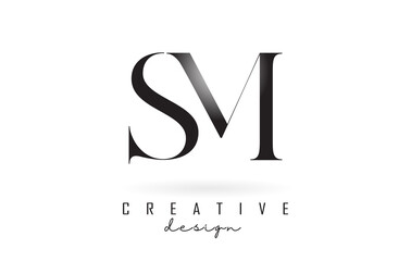 SM s m letter design logo logotype concept with serif font and elegant style vector illustration.