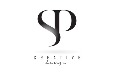 SP s p letter design logo logotype concept with serif font and elegant style vector illustration.