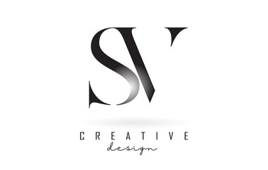 SV s v letter design logo logotype concept with serif font and elegant style vector illustration.