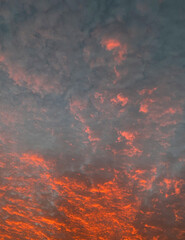 Fototapeta na wymiar orange and grey sky which looks like fire 