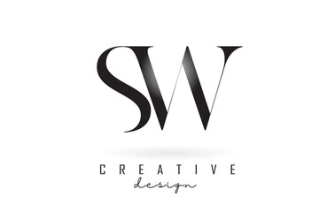 SW s w letter design logo logotype concept with serif font and elegant style vector illustration.