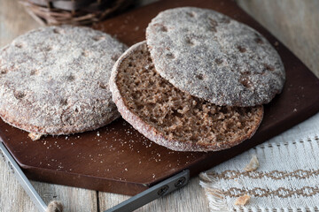 Rye tortillas on a rustic table