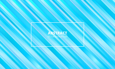 Abstract striped metallic blue vector background with blue and white three dimensional lines and frame. Ligtht blue modern backdrop.