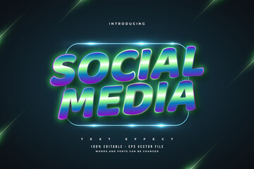 Editable Text Effect in Blue and Green with Retro Style and Glossy Effect