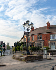 Derby, UK, April,18,2021: The Five Lamps Decorative Streetlamp in Derby City Centre.  The landmark...