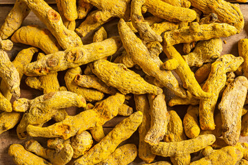 Pile of dried turmeric root.