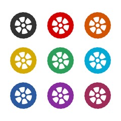 Tires icon isolated on white background color set