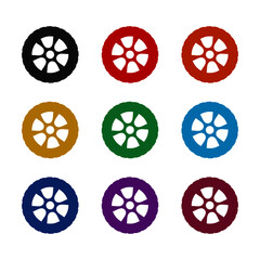 Tires icon isolated on white background color set