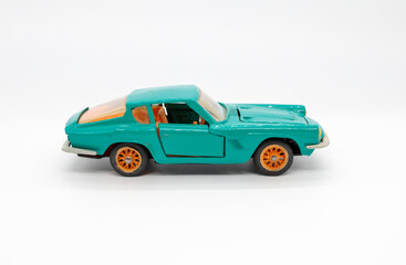 toy car (model) made of metal on a white background, isolated object