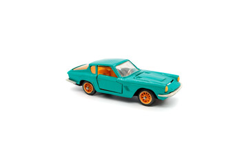 toy car (model) made of metal on a white background, isolated object