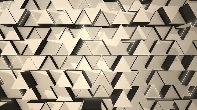 Abstract background with animation of wave mosaic of triangles. Technological backdrop. Animation of seamless loop.