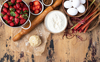 Ingredients for Baking Strawberry Rhubarb Pie