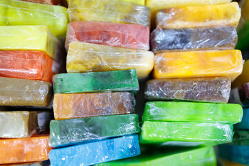 multicolored soap lies next to each other