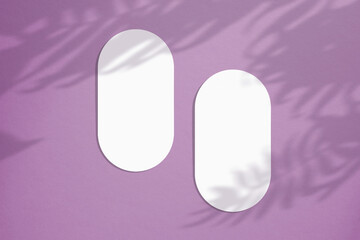 Mockup cards in a minimalistic style. Blank oval form with rounded edges. Perfect for wedding invitation and greeting card