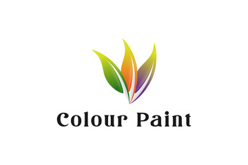 abstract colourful leaf or feather or patel logo design