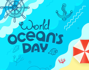 World oceans day. Sketchy style illustration