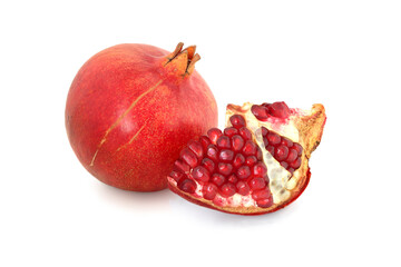 Pomegranate and lobule isolated on white