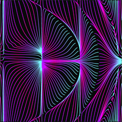 Glowing neon pattern. Abstract minimal background with beautiful gradient. Future cyberpunk concept. Vibrant futuristic wallpaper with geometric elements. EPS 10.