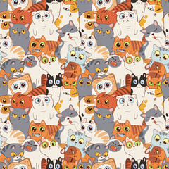 Seamless pattern with cats