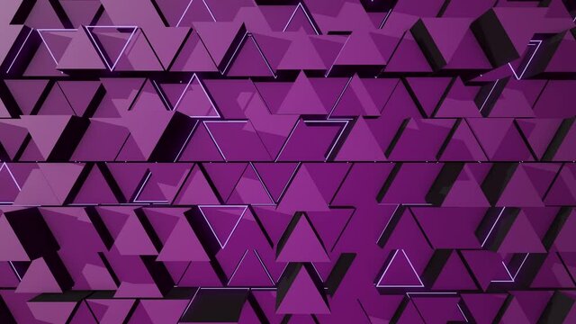 Abstract background with animation of wave mosaic of triangles. Technological backdrop. Animation of seamless loop.