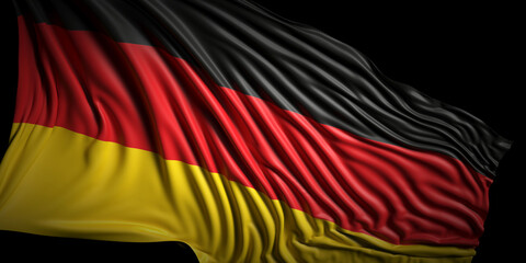 Naklejka premium Germany national flag waving on black background. 3d illustration