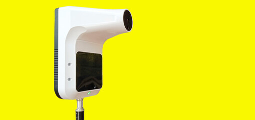 One Temperature Probe Scanner Isolated Yellow Background