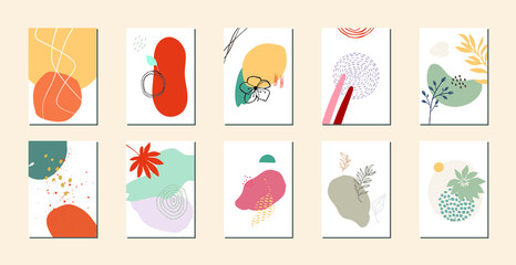 Autumn mood shapes, circles, fall season. Minimalist abstract shapes. Vector illustration in flat style