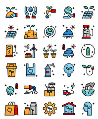 environment, eco friendly 30 simple fill outline icons