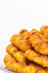Baked Potatoe croquettes served on the plate with copy space