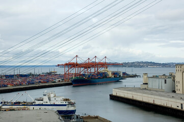 Port of Seattle on a typical cloudy Pacific Northwest day.