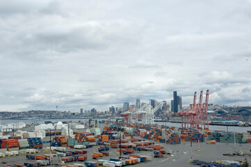 Port of Seattle on a typical cloudy Pacific Northwest day.