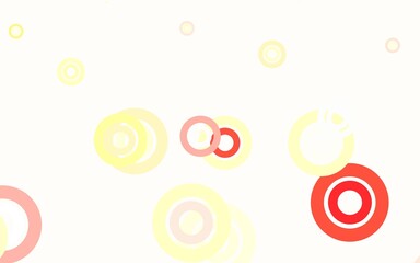 Light Red, Yellow vector background with bubbles.