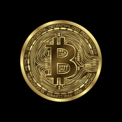 Bitcoin (btc) sign icon for internet money. Crypto currency symbol isolated