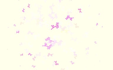 Light Pink, Yellow vector elegant background with branches.