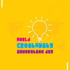 World Creativity and Innovation Day design with Idea Icon. Illustration of Light Bulb with Creative Poster Design 