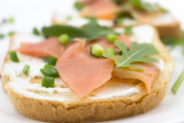 Toast with chum salmon fish