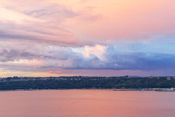 sunset over the lake