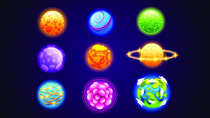 Fototapeta na wymiar Set Collection Of Color Planets Space Galaxy Universe Vector